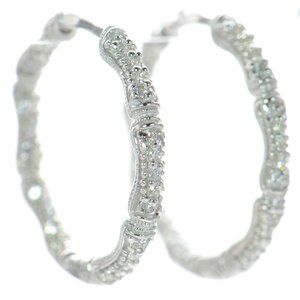 Joseph Esposito 925 Sterling Silver Bamboo Hoop Earrings